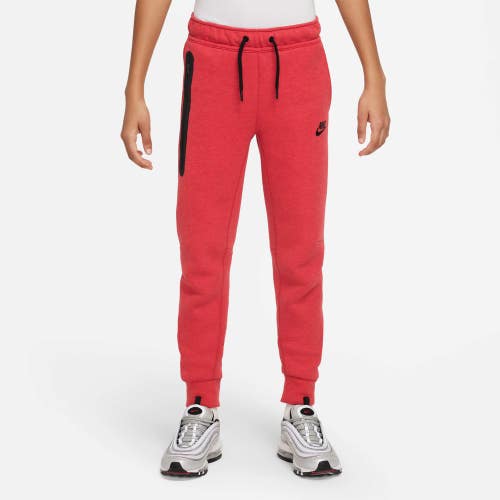 Nike Sportswear Tech Fleece Jogger Kids Medium Red Heather Tapered Leg KFC1104