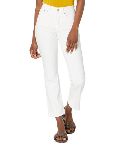 Madewell Kick Out Jeans Women 27 White Denim Stretch Straight Leg Cropped KFC967