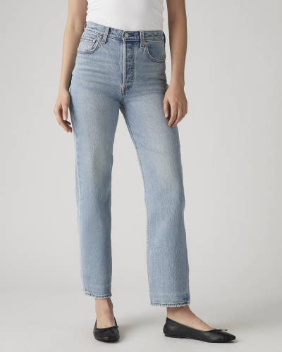 Levi's Ribcage Ankle Jeans Women's 32x27 Blue Denim Cotton Straight Leg KFC1096