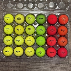 24 Colored Golf Balls - Callaway, Titleist, Srixon, Pinnacle -Yellow, Green, Red