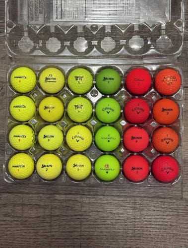 24 Colored Golf Balls - Callaway, Titleist, Srixon, Pinnacle -Yellow, Green, Red