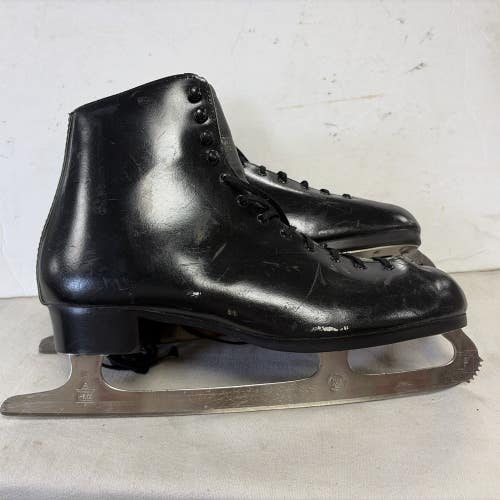 Mens Adult Size 13 Dominion Canada Black Figure Ice Skates.