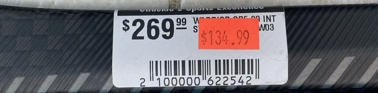 50% OFF! NEW Warrior Covert QR5 20 Hockey Stick - RH Intermediate 63 Flex