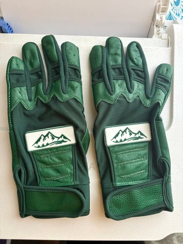 Baseball Batting Gloves Digital Leather Palm Size Large Red Rock Baseball Green (New)
