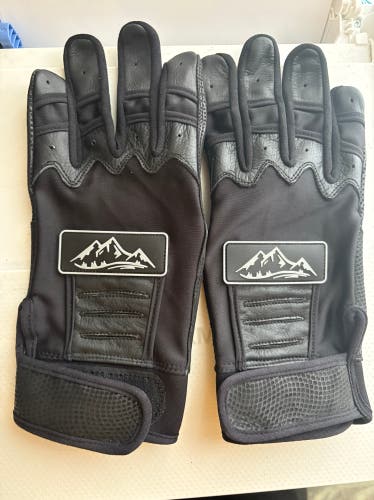 Baseball Batting Gloves Digital Leather Palm Size Large Red Rock Baseball Black (New)