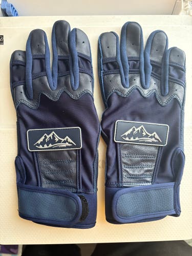 Baseball Batting Gloves Digital Leather Palm Size Large Red Rock Baseball Blue (New)
