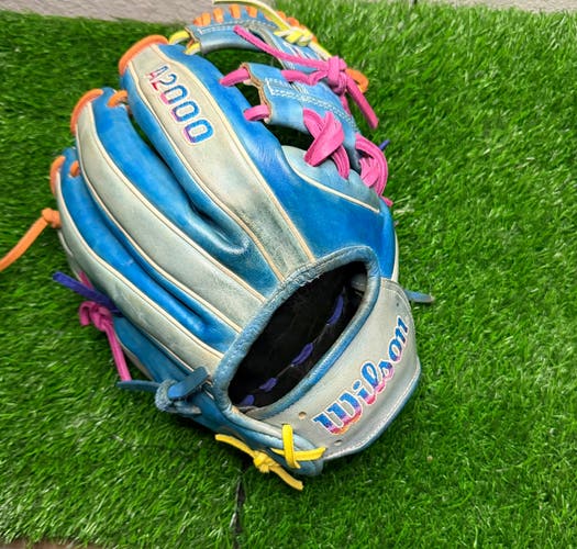 Refreshed Wilson Autism Awareness A2000 1786 BB/SB Glove RH Throw Carolina Blue 11 1/2"