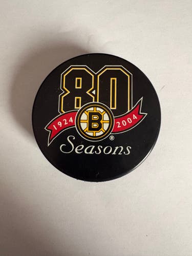 Boston Bruins 80 Seasons 1924-2004 Anniversary Collectible Official Game Puck