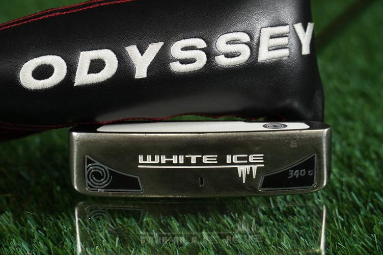 Odyssey White Ice 1 340G Black Putter Plumbers Neck Blade 35" Steel RH +Cover