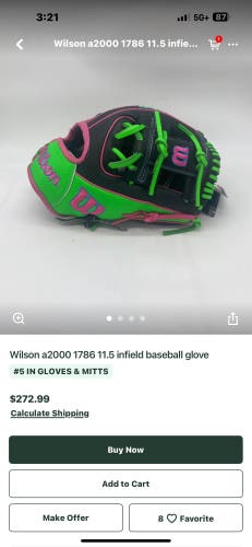 Wilson A2000 1786 RH Baseball Glove 11.5" (New)