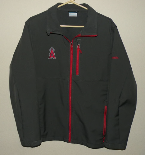 Angels Mens Large Softshell Zip Jacket Gray Embroidered