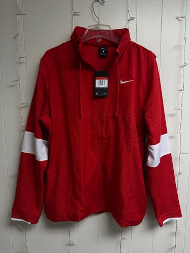 Nike Men's Team Dri-Fit Full Zip Jacket Red/White Large