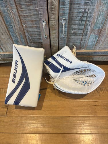 Brand New Pro Stock Bauer Digiprint Pro Goalie Glove & Blocker Set Woll
