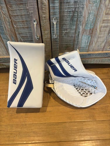 Brand New Pro Stock Bauer Digiprint Pro Goalie Glove & Blocker Set Woll