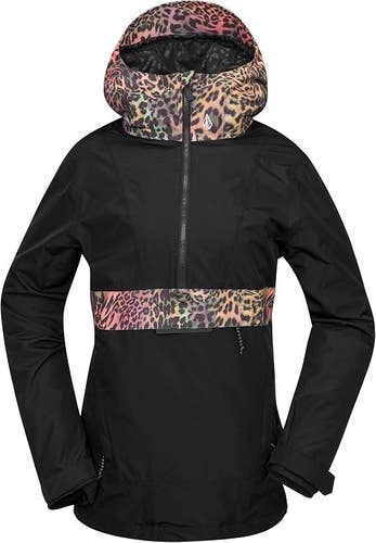 WOMENS VOLCOM ASHFIELD PULLOVER SKI SNOWBOARD JACKET (LARGE) BLACK
