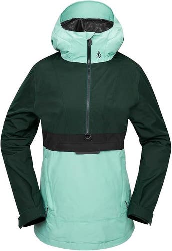 WOMENS VOLCOM ASHFIELD PULLOVER SKI SNOWBOARD JACKET (SMALL) WASABI