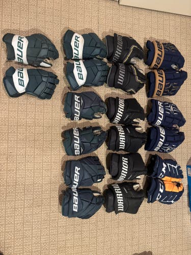 Senior Hockey Bauer + CCM + Warrior Gloves 13” 14” (Used)