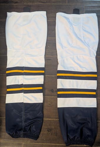 White, blue, and yellow Senior XL Socks (New)