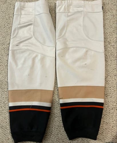 Anaheim Ducks White Senior XL Reebok Socks Pro Stock (Used)