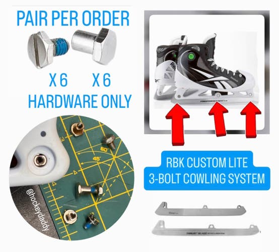 RBK Reebok Cowling Hardware 12 Pieces kit [ FOR A PAIR ] For 3-bolt CUSTOM LITE Goal System 2000’s