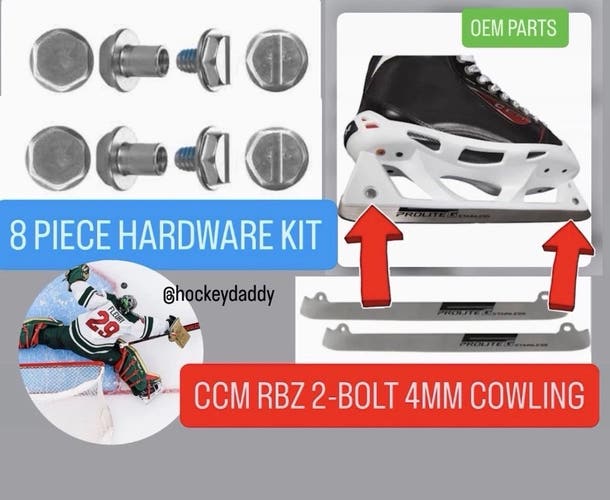 CCM RBZ GOAL Cowling [ 8 Pieces Replacement Hardware KIT ] For 2-BOLT “FLEURY” goalie skates style