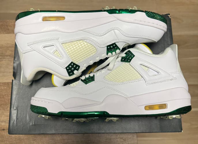 Nike Jordan 4 Golf Shoes Masters Edition Metallic Green Sz 11.5 (New)