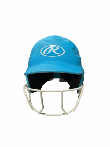 Used Rawlings BABY BLUE SB HELMET Batting Helmet w/Mask Carolina Blue One Size 11834-S000054458