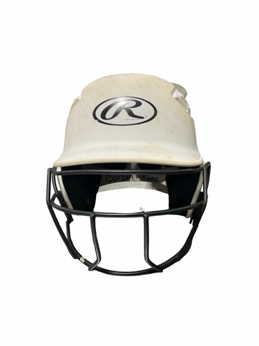 Used Rawlings WHITE HELMET Batting Helmet w/Mask White One Size 11834-S000054402