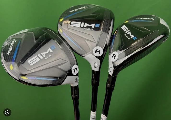 TaylorMade SIM2 MAX Fairway Wood / Hybrid Set 3W 15*, 5W 18*, 4H 22* Regular NEW