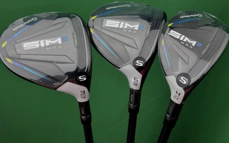 TaylorMade SIM2 MAX Fairway Wood / Hybrid Set 3W 15*, 5W 18*, 4H 22* Stiff NEW