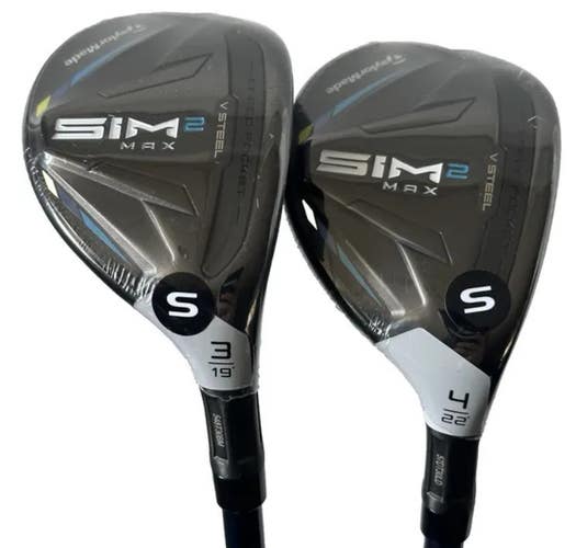 TaylorMade SIM2 MAX Rescue Hybrid Set 3H-19*, 4H-22* Ventus Stiff Flex w/ Covers