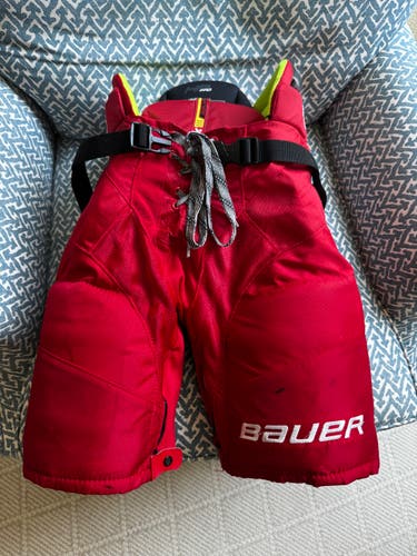 Junior Medium Bauer HP Pro Red Hockey Pants (Gently Used)