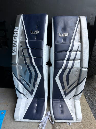 Blue 36" Senior Vaughn Velocity VX1 Pro Carbon Goalie Leg Pads (Used)