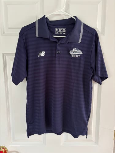 New Balance Maine Black Bears Hockey Team Issued Polo Men’s Medium Navy