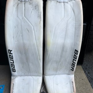 White Medium Senior Bauer Supreme Shadow Goalie Leg Pads (Used)