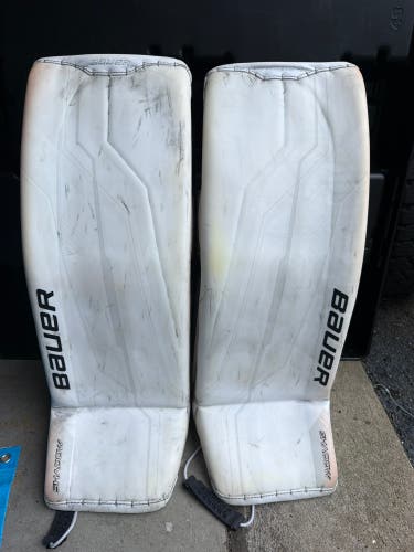 White Medium Senior Bauer Supreme Shadow Goalie Leg Pads (Used)