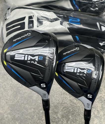 TaylorMade SIM2 MAX Right Hand Set 3-Wood, 5-Wood, Ventus Stiff Flex NEW