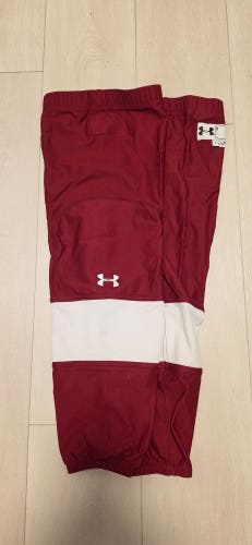 Maroon/White Under Armour Large Socks NCAA Pro Stock (Used)