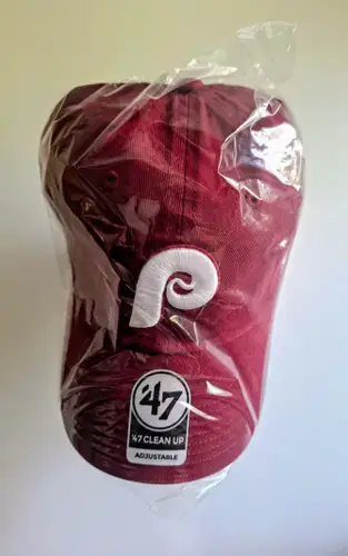MLB Philadelphia Phillies Men’s ‘47 Brand Clean Up Hat Cap Maroon Retro Logo
