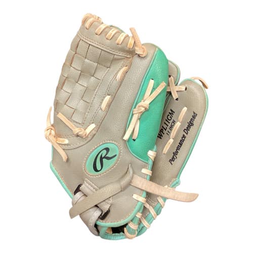 Used Rawlings WPL11GM RH Throw Fastpitch Gloves Grey 11" 11846-S000108081