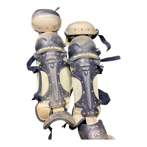 Used Rawlings LEG GAURDS Catchers Leg Guards Navy Blue Adult 11846-S000108108