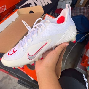 Nike Alpha Huarache Pro 8 Lacrosse LAX Cleats White Red Mens Size 9 - CW4446-103