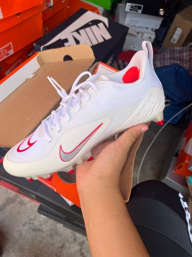 Nike Alpha Huarache Pro 8 Lacrosse LAX Cleats White Red Mens Size 9 - CW4446-103