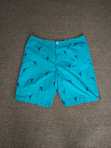 Tommy Bahama Relax Mens Teal Marlin Fishing Golf Shorts Sz 38
