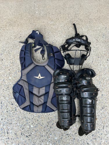 Catcher's chest protector, shin guards & NEW umpire face mask (selling all together)
