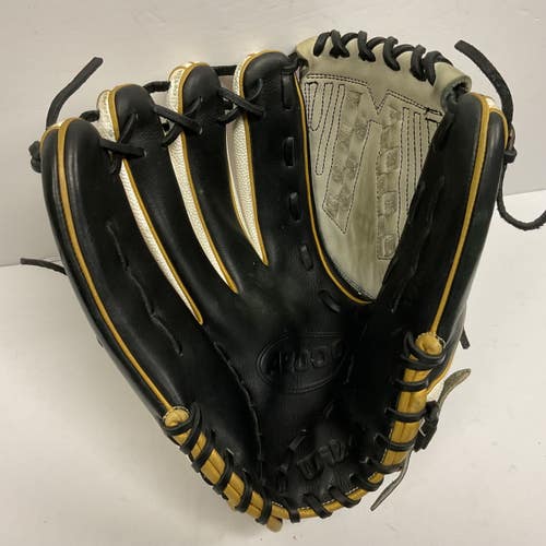 Used Wilson A2000 V125 LH Throw Fastpitch Gloves Black And Gold 12 1/2" 11855-S000207497