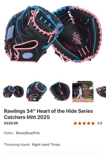 2025 Rawlings Heart of the Hide RH Catcher's Baseball Glove 34" (Used)