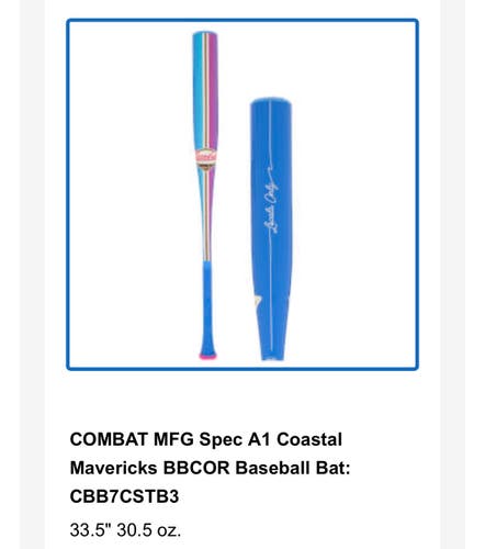 2026 Combat MFG Spec A1 Alloy BBCOR Certified Bat (-3) 33.5" (New)