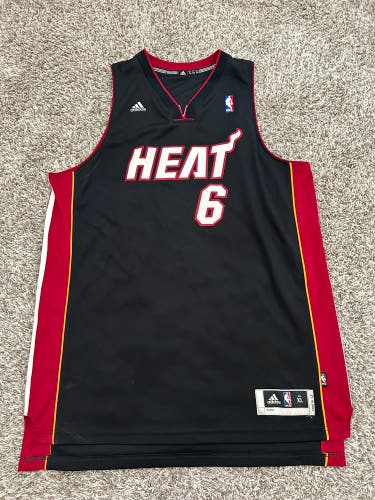 Adidas Miami Heat LeBron James 6 NBA Jersey Mens XL Black Stitched