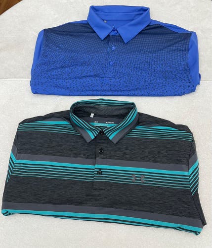 Under Armour Men’s XL Polo Golf Shirt Bundle of 2 SS Activewear Shirts NICE